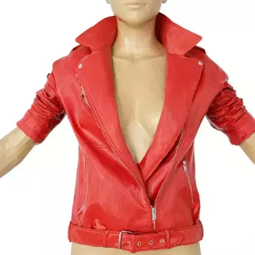 Jacket Bright Red Leather Open Women Fashion Low-poly 3D model