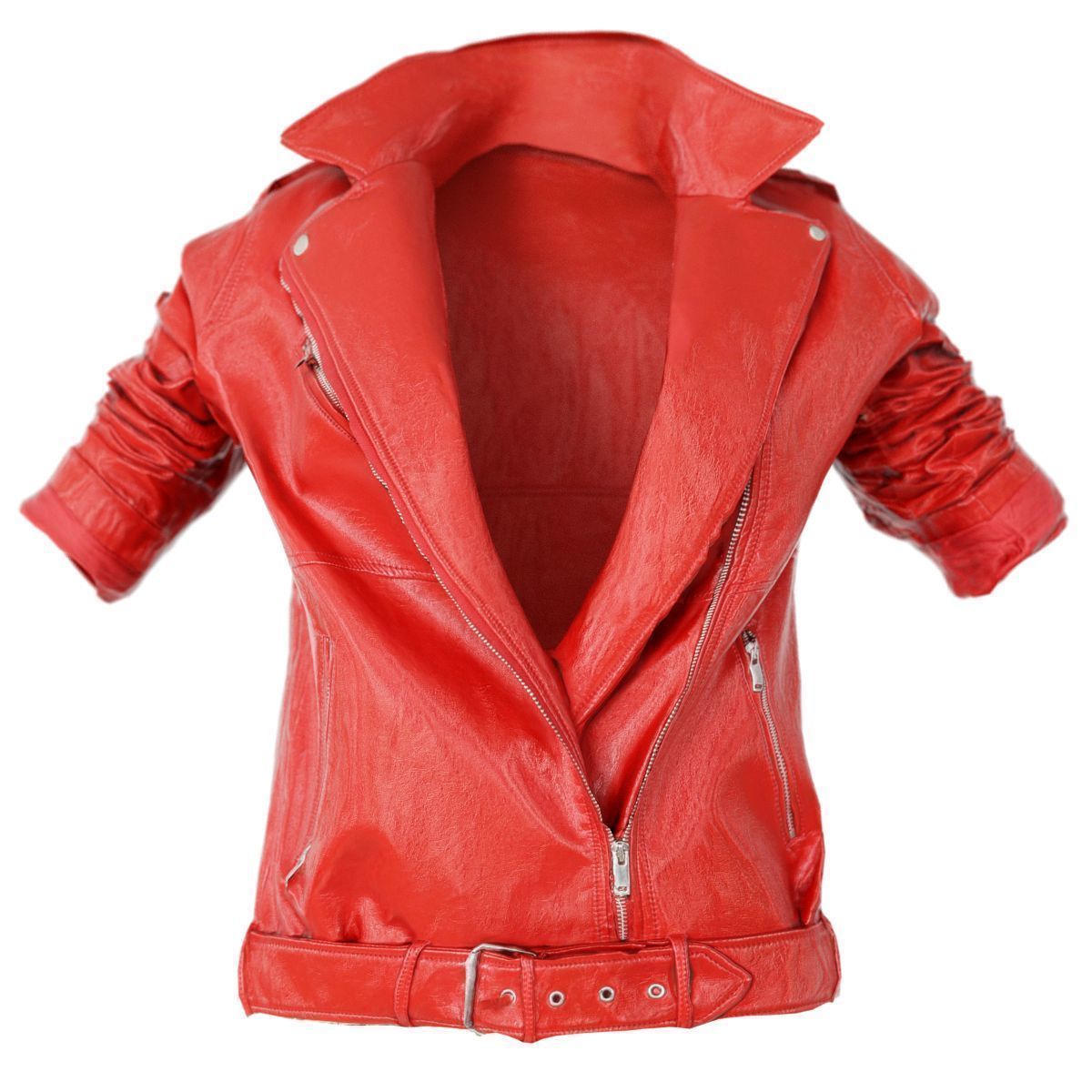 Jacket Bright Red Leather Open Women Fashion Low-poly 3D model_6