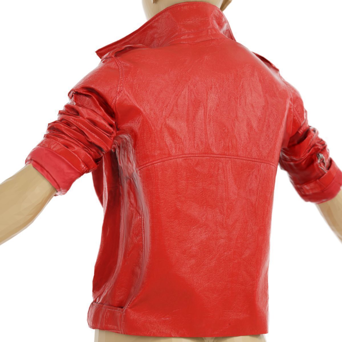 Jacket Bright Red Leather Open Women Fashion Low-poly 3D model_1