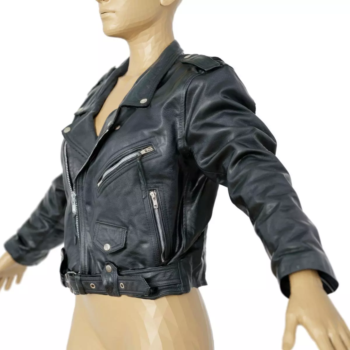 Jacket Moto Black Leather Closed Women Men Clothing Low-poly 3D model
