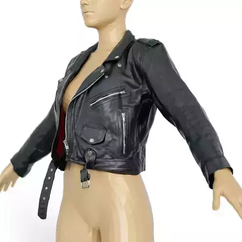 Jacket Moto Black Leather Open Women Men Clothing Low-poly 3D model
