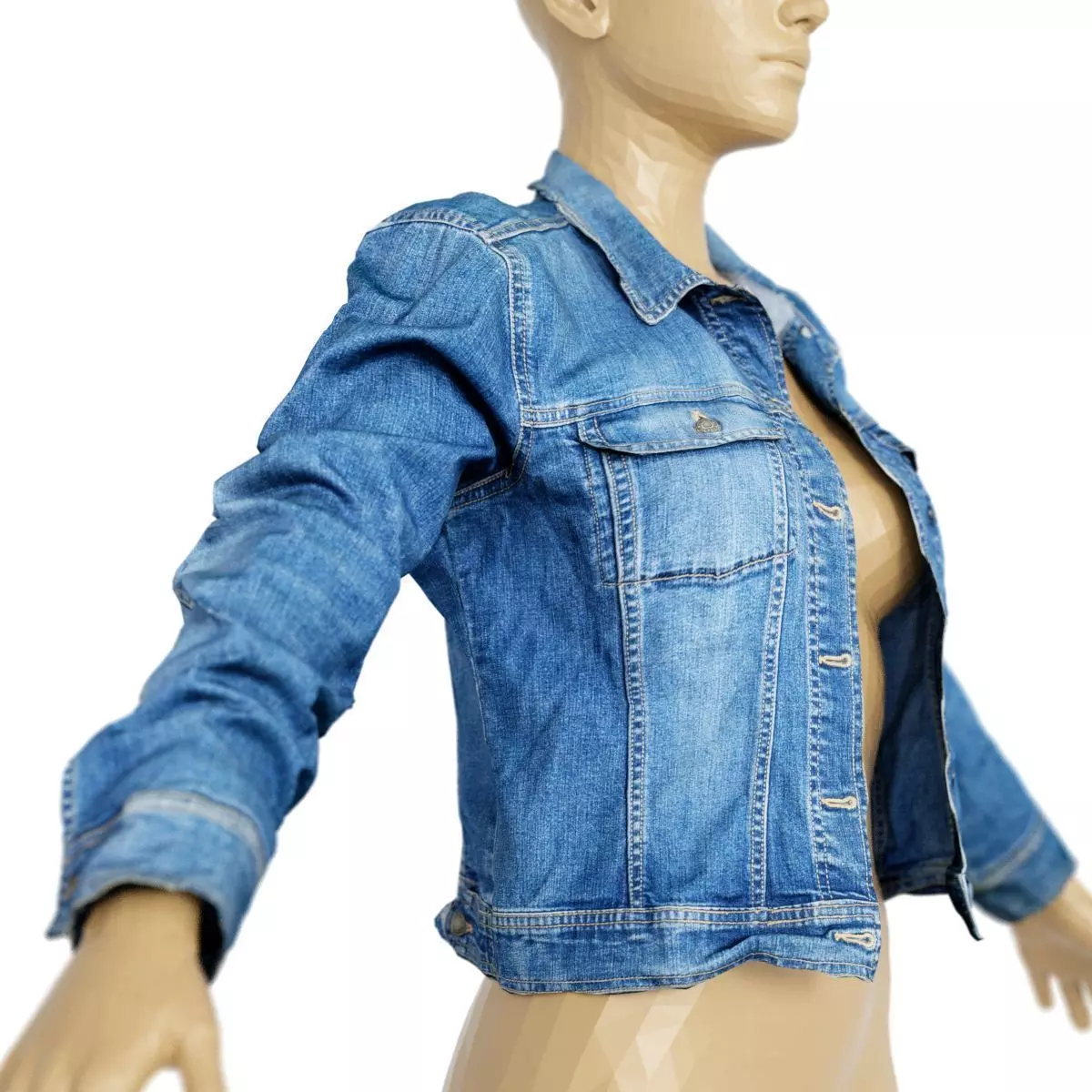 Jacket Slim Fit Dark Blue Jeans Open Women Clothing Low-poly 3D model_0