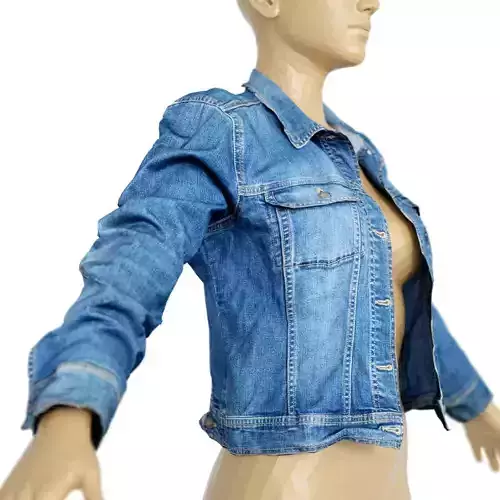 Jacket Slim Fit Dark Blue Jeans Open Women Clothing Low-poly 3D model