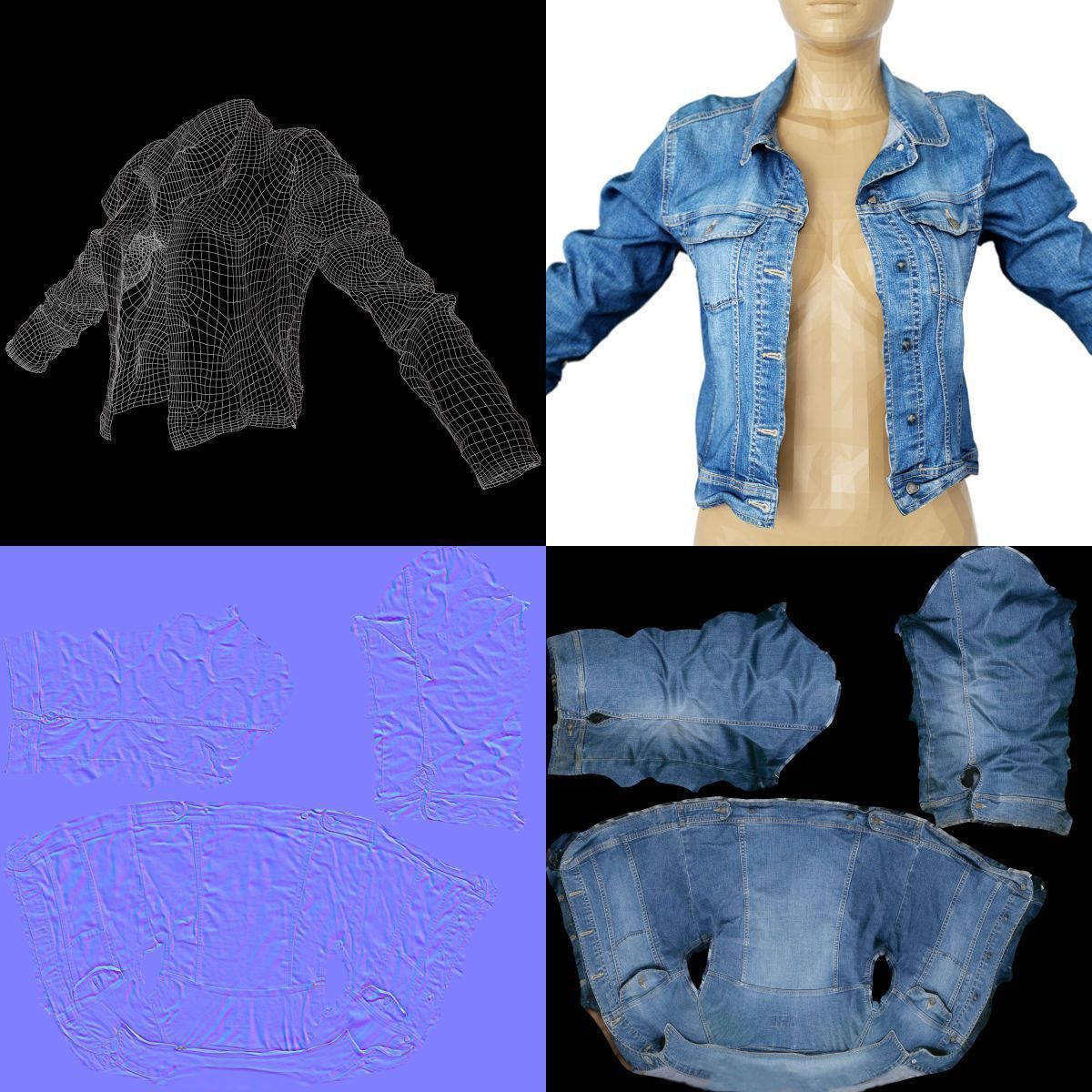 Jacket Slim Fit Dark Blue Jeans Open Women Clothing Low-poly 3D model_1