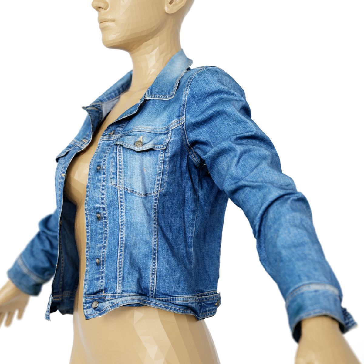Jacket Slim Fit Dark Blue Jeans Open Women Clothing Low-poly 3D model_2