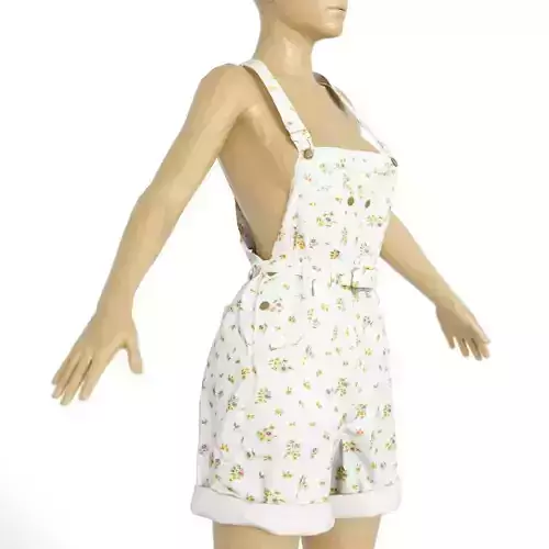 Jumsuit White Flower Decoration Clothing Women