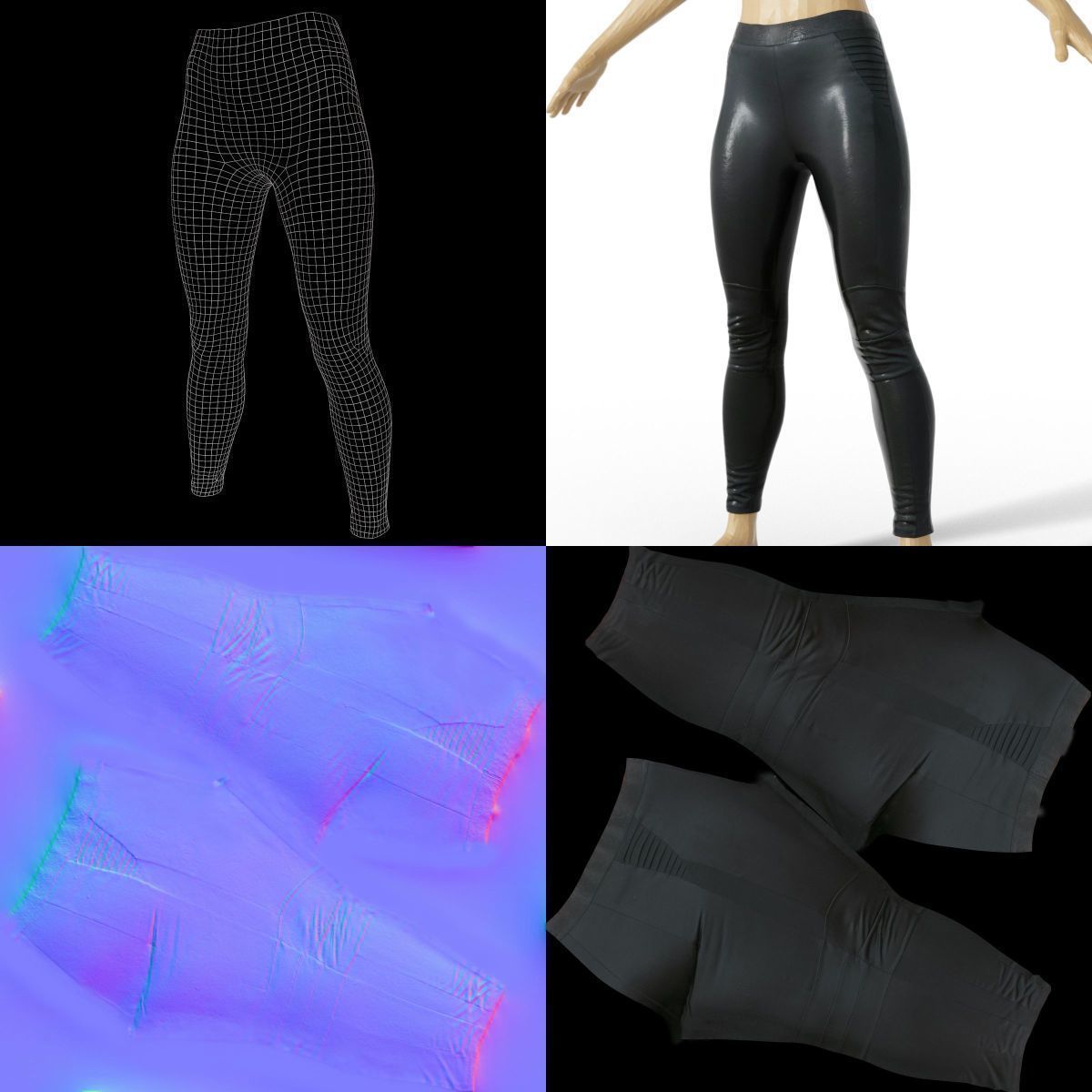 Legging Sports Shiny Black Clothing women Fashion Low-poly 3D model_1