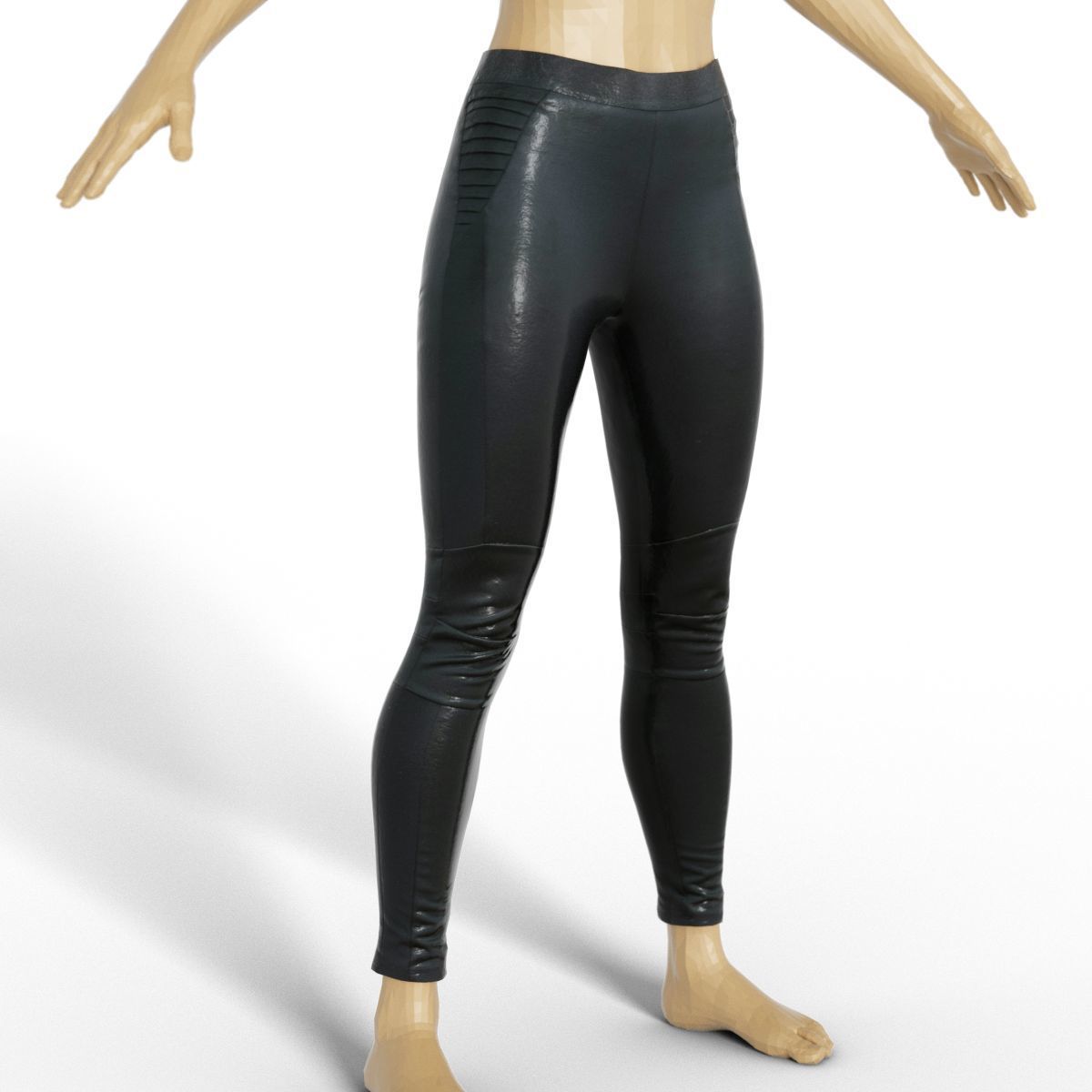 Legging Sports Shiny Black Clothing women Fashion Low-poly 3D model_2