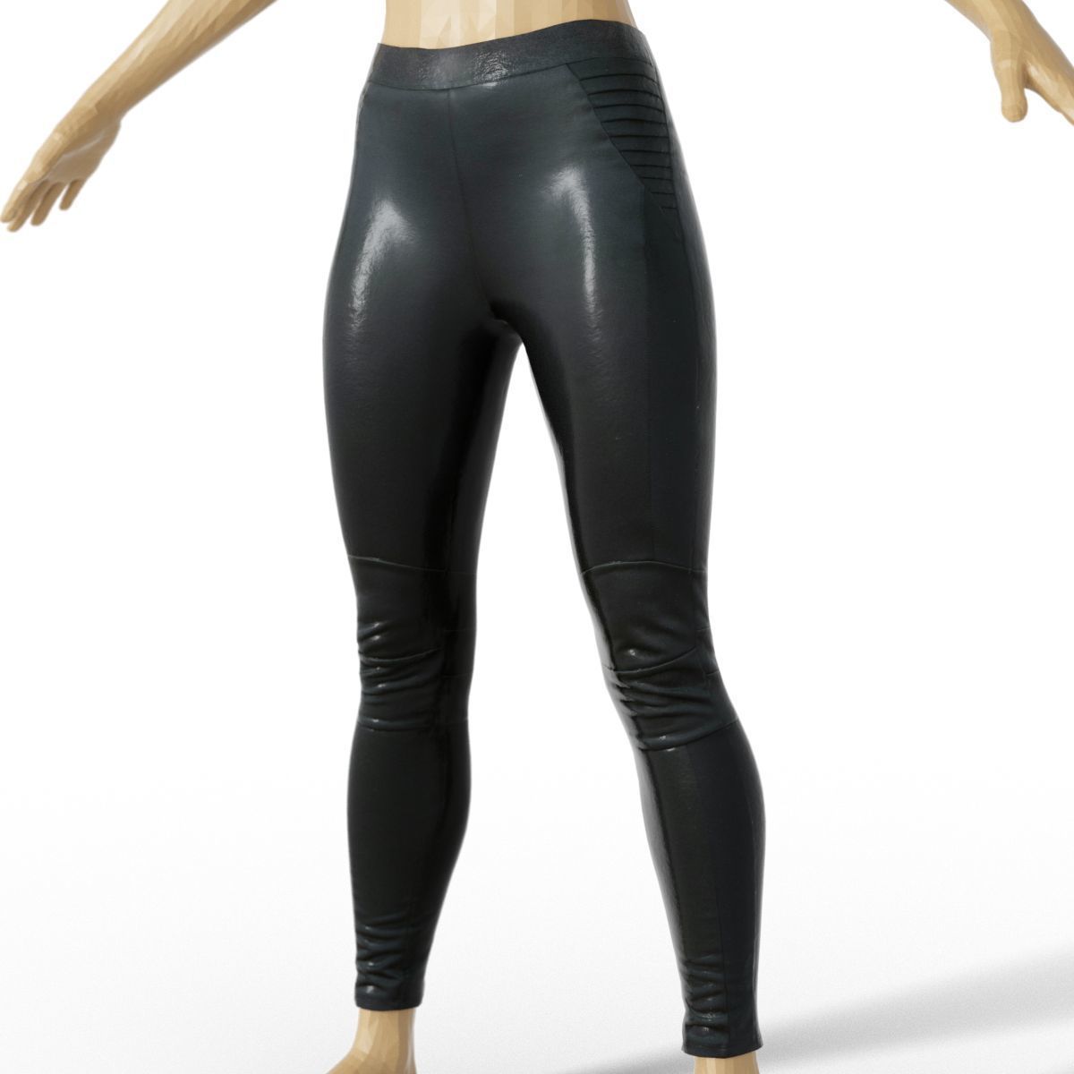 Legging Sports Shiny Black Clothing women Fashion Low-poly 3D model_4