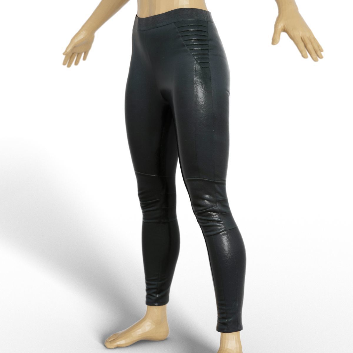 Legging Sports Shiny Black Clothing women Fashion Low-poly 3D model_3
