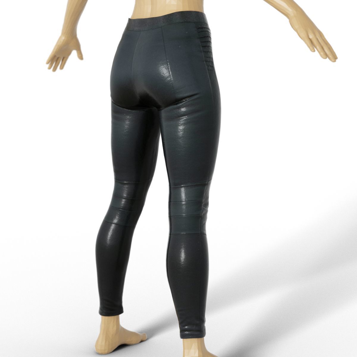 Legging Sports Shiny Black Clothing women Fashion Low-poly 3D model_6