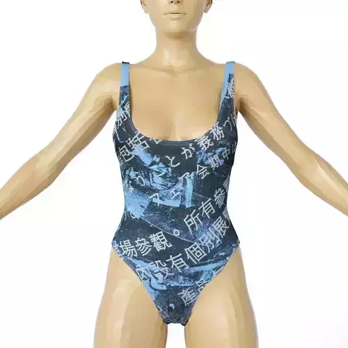Leotard Swimsuit Chinese Decoration Blue Women Clothing Low-poly 3D model