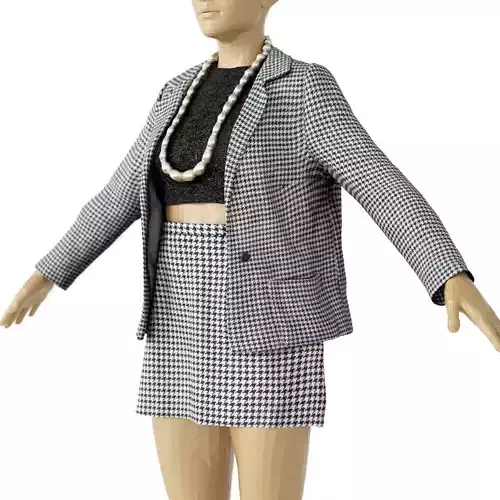 Outfit Vintage Clueless Grey Houndstooth Fashion Women Vintage 9