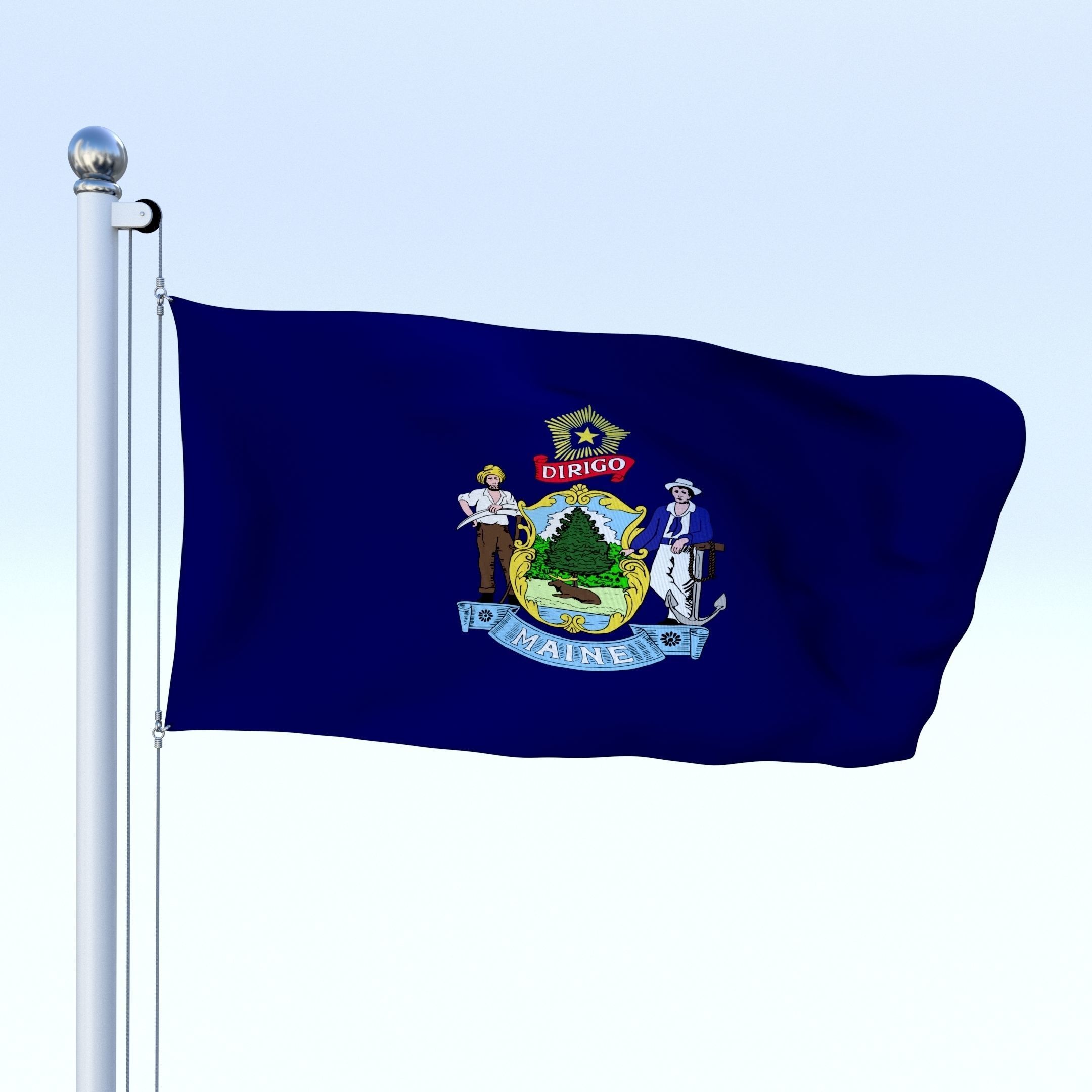 Animated Maine Flag Low-poly 3D model_1