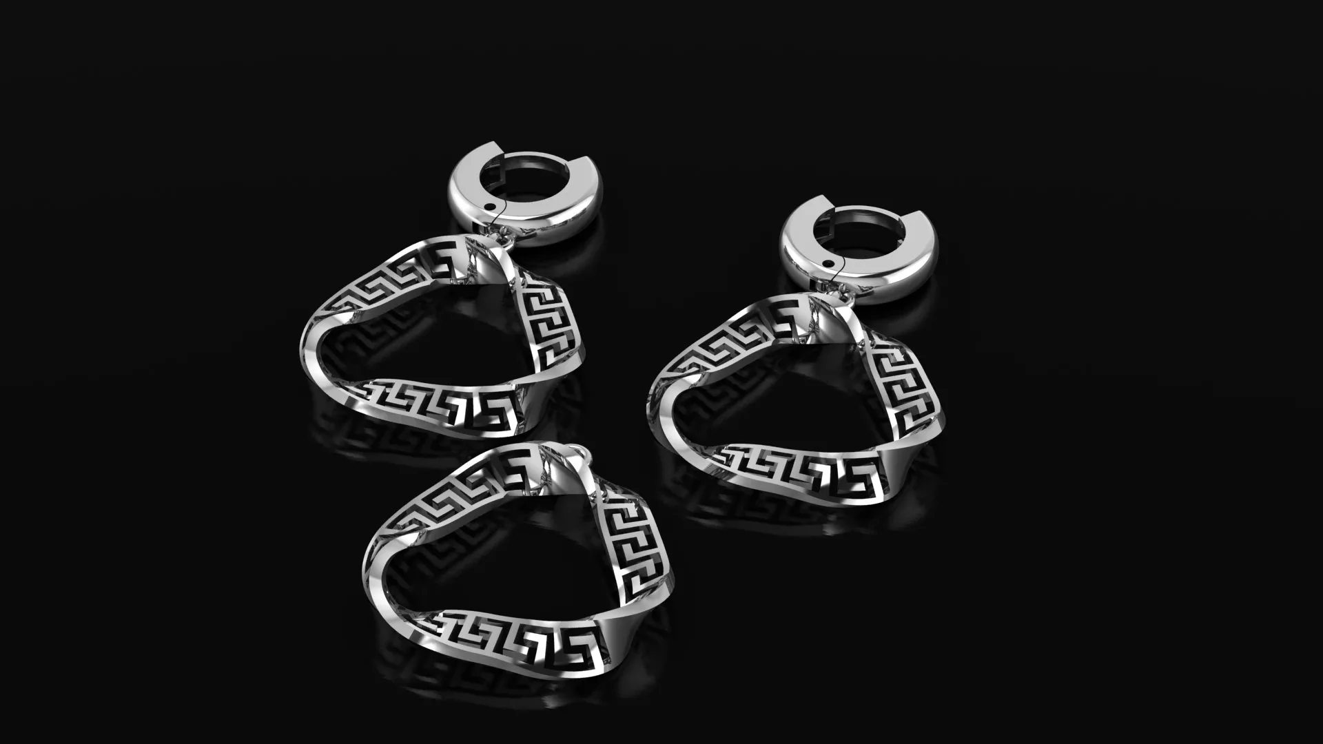 Twisted Triangle Versace Jewelry Set Pendant Earrings 3D Model 3D print model