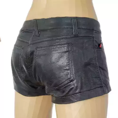 Shorts Black Leather Women Clothing Low-poly 3D model