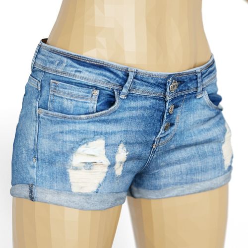 Shorts Dark Blue Jeans Ripped Women Fashion Low-poly 3D model