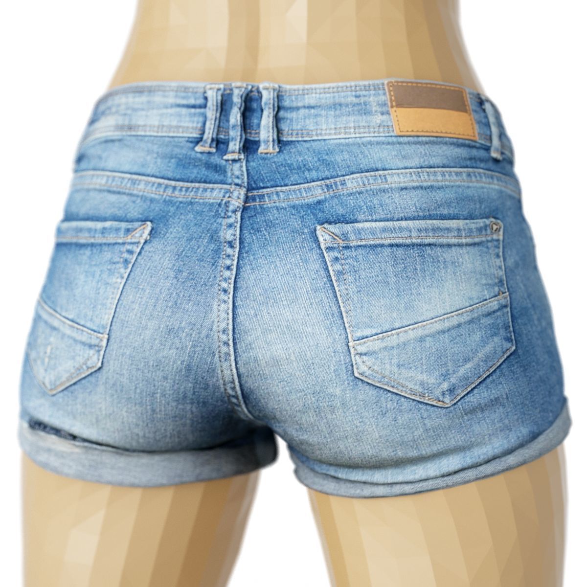 Shorts Dark Blue Jeans Ripped Women Fashion Low-poly 3D model_5