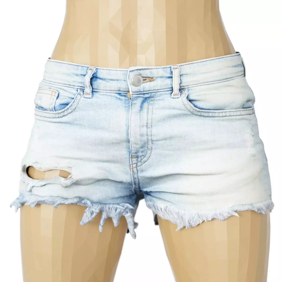 Shorts Jeans Light Blue Ripped Hole Clothing Women Fashion Low-poly 3D model