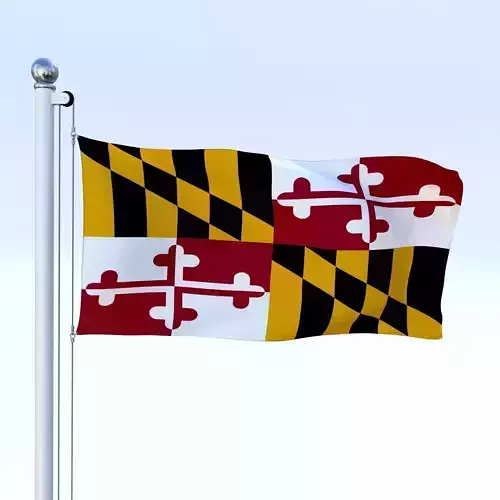 Animated Maryland Flag Low-poly 3D model