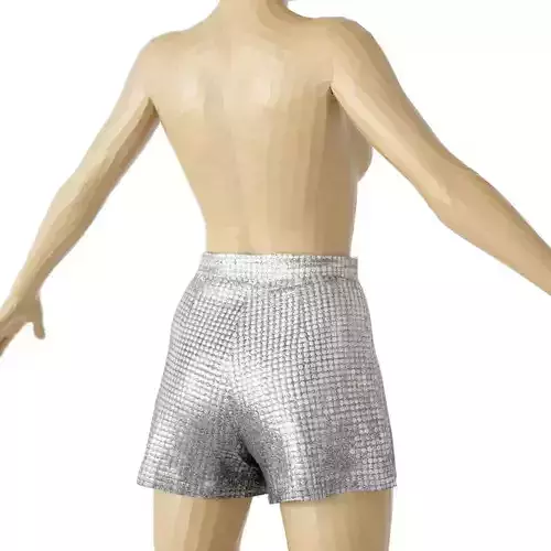 Shorts Silver Glitter Mirror Clothing Vintage Women