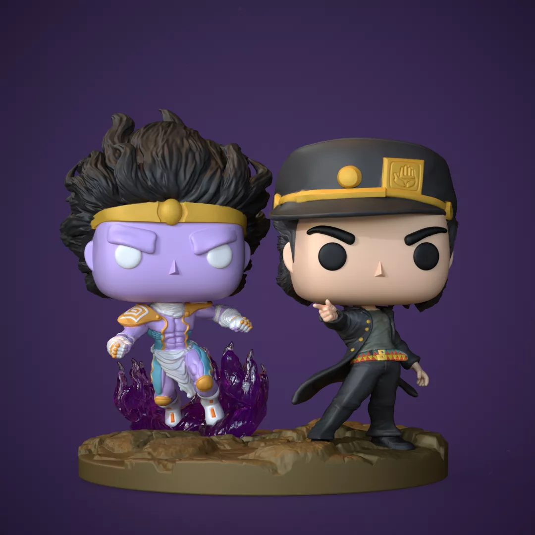 Jotaro and Star Platinum funko pop JoJo s Bizarre Adventure 3D print model