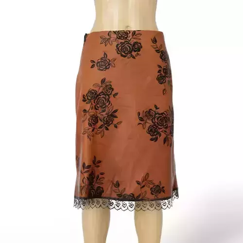 Skirt Bronze Brown Rose Decorated Women Clothing