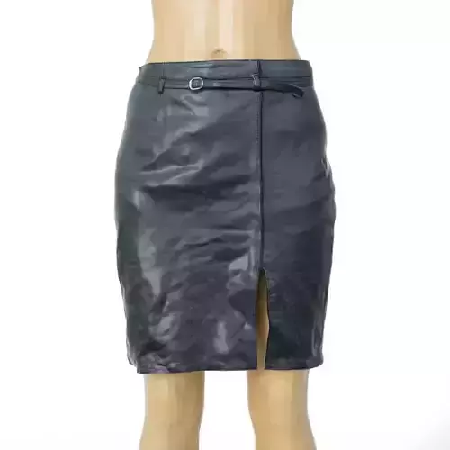 Skirt Long Black Leather vintage 90s Women Fashion