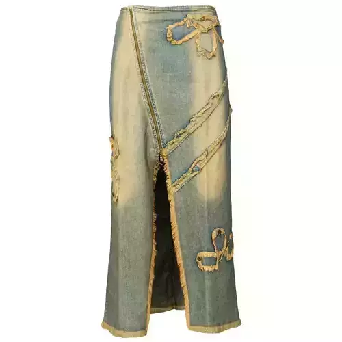 Skirt Long Jeans Trims Women Clothing Vintage 90s