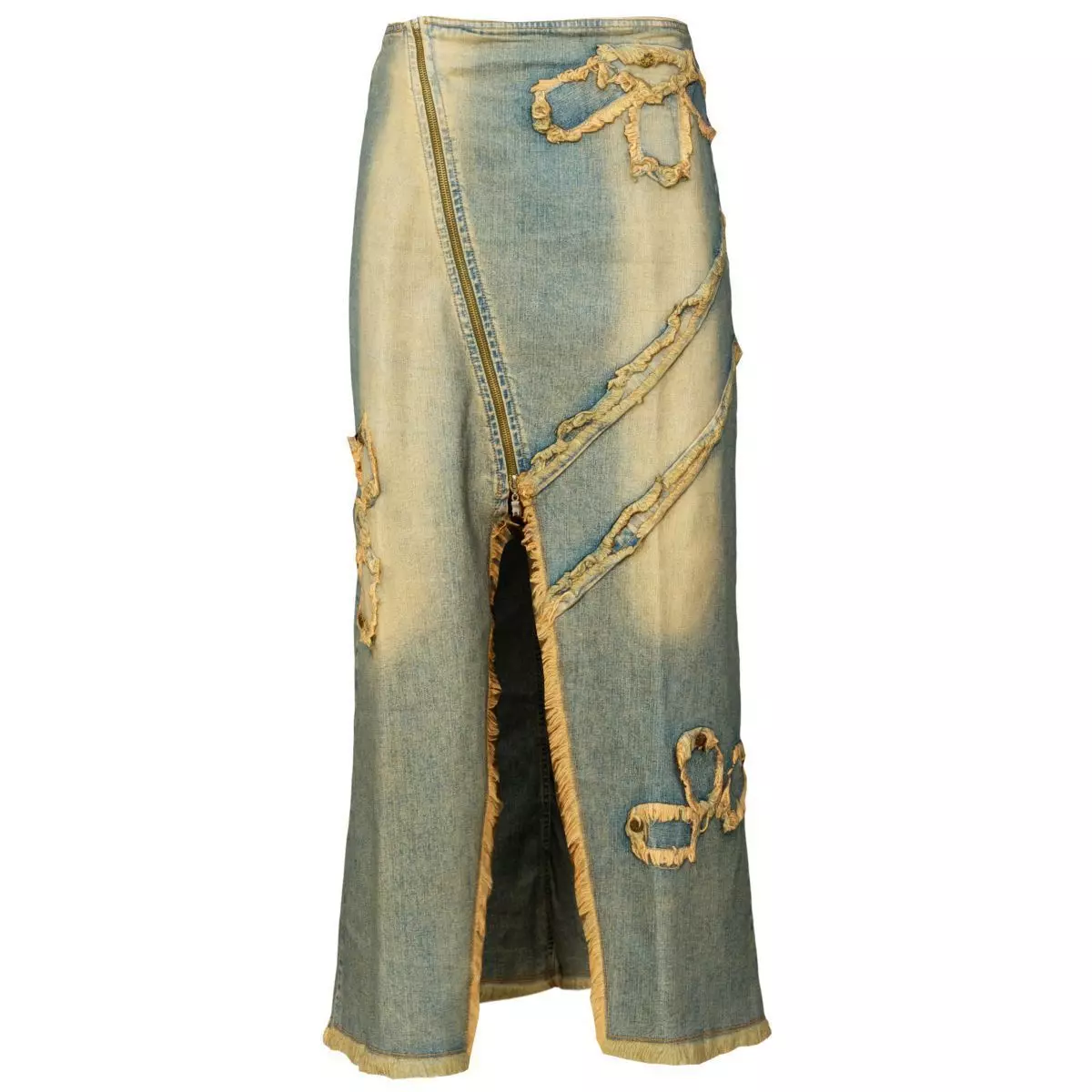 Skirt Long Jeans Trims Women Clothing Vintage 90s Low-poly 3D model