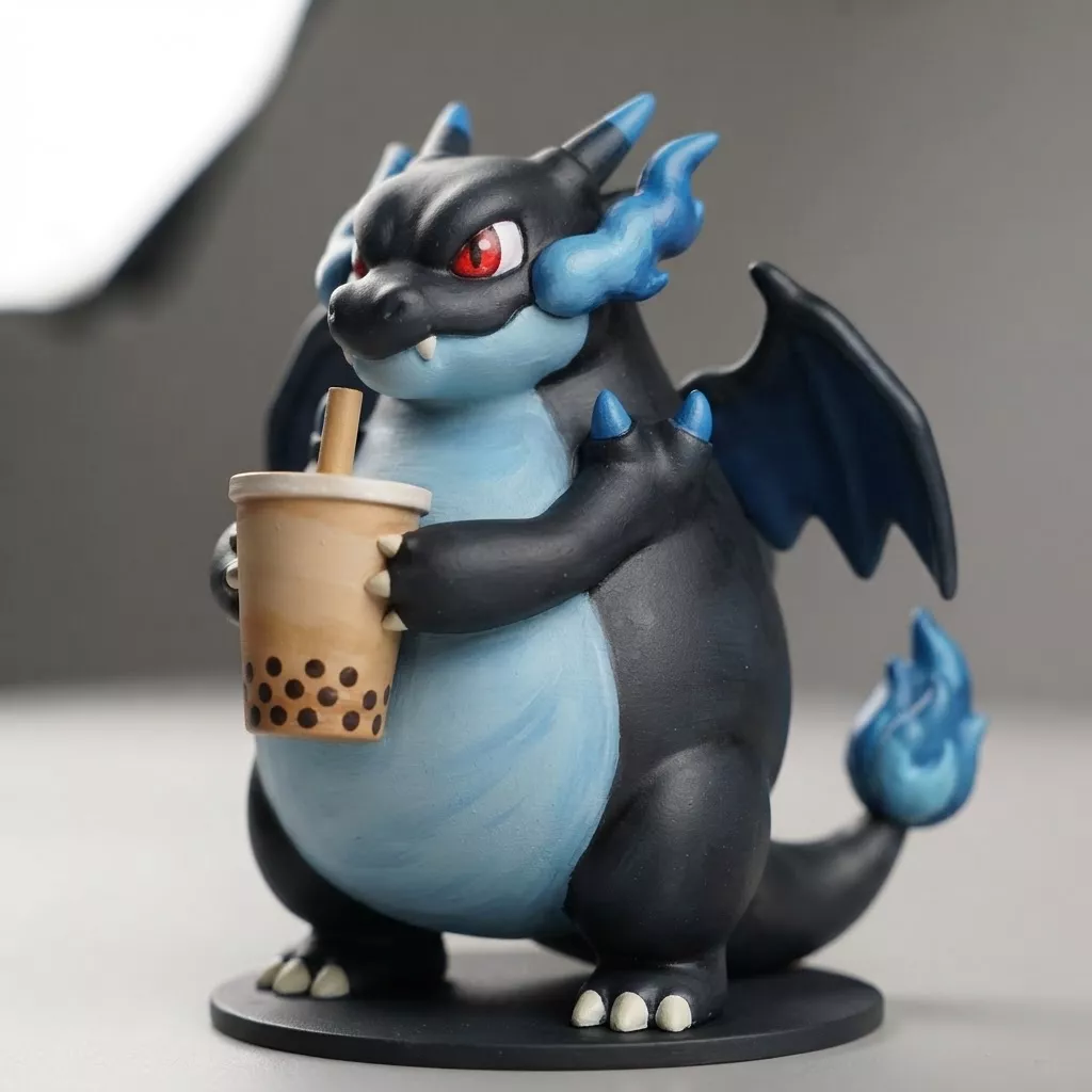 Mega Charizard X Dont Touch My Boba Pokemon 3D Print STL Figure 3D print model