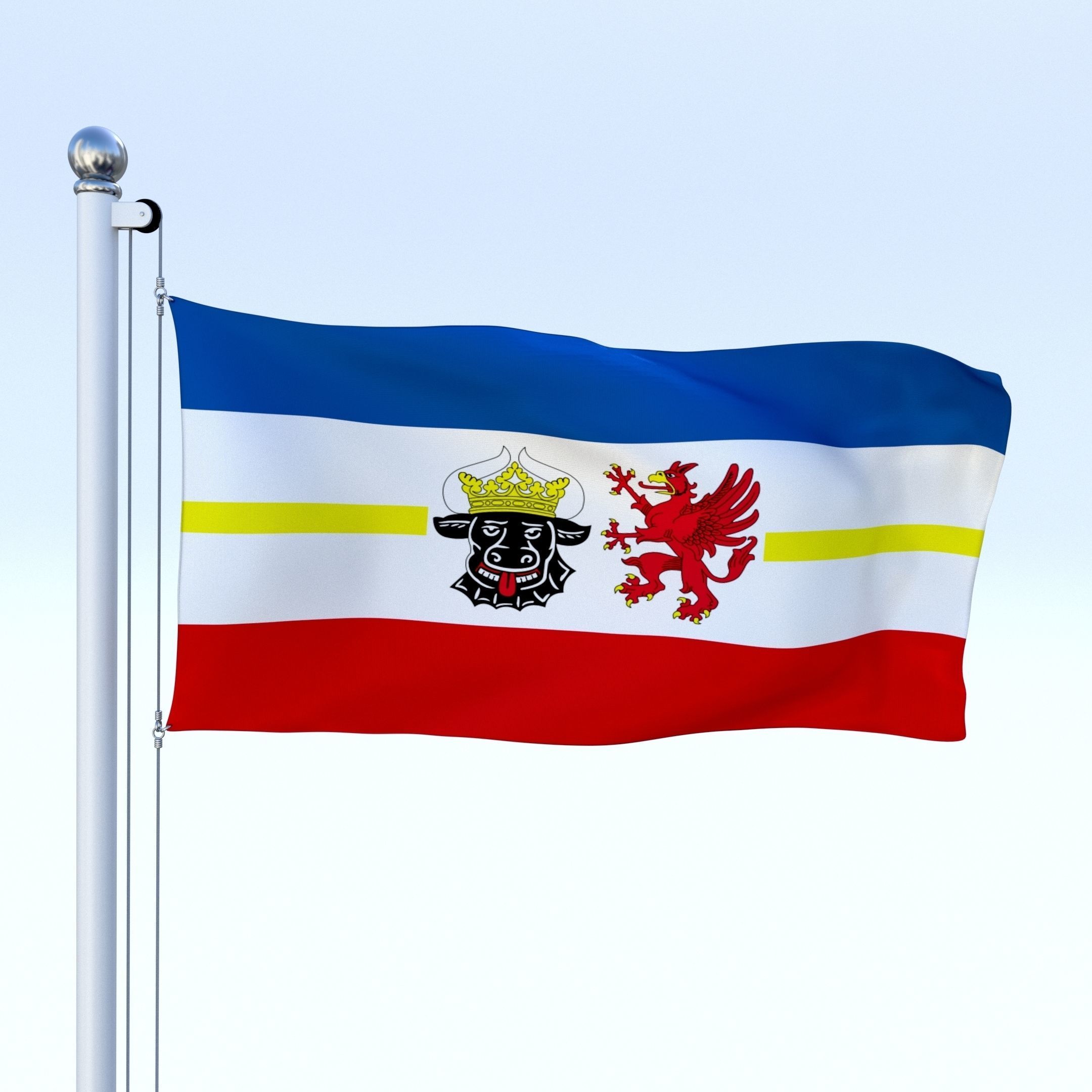 Animated Mecklenburg-Western Pomerania German State Flag Low-poly 3D model_3
