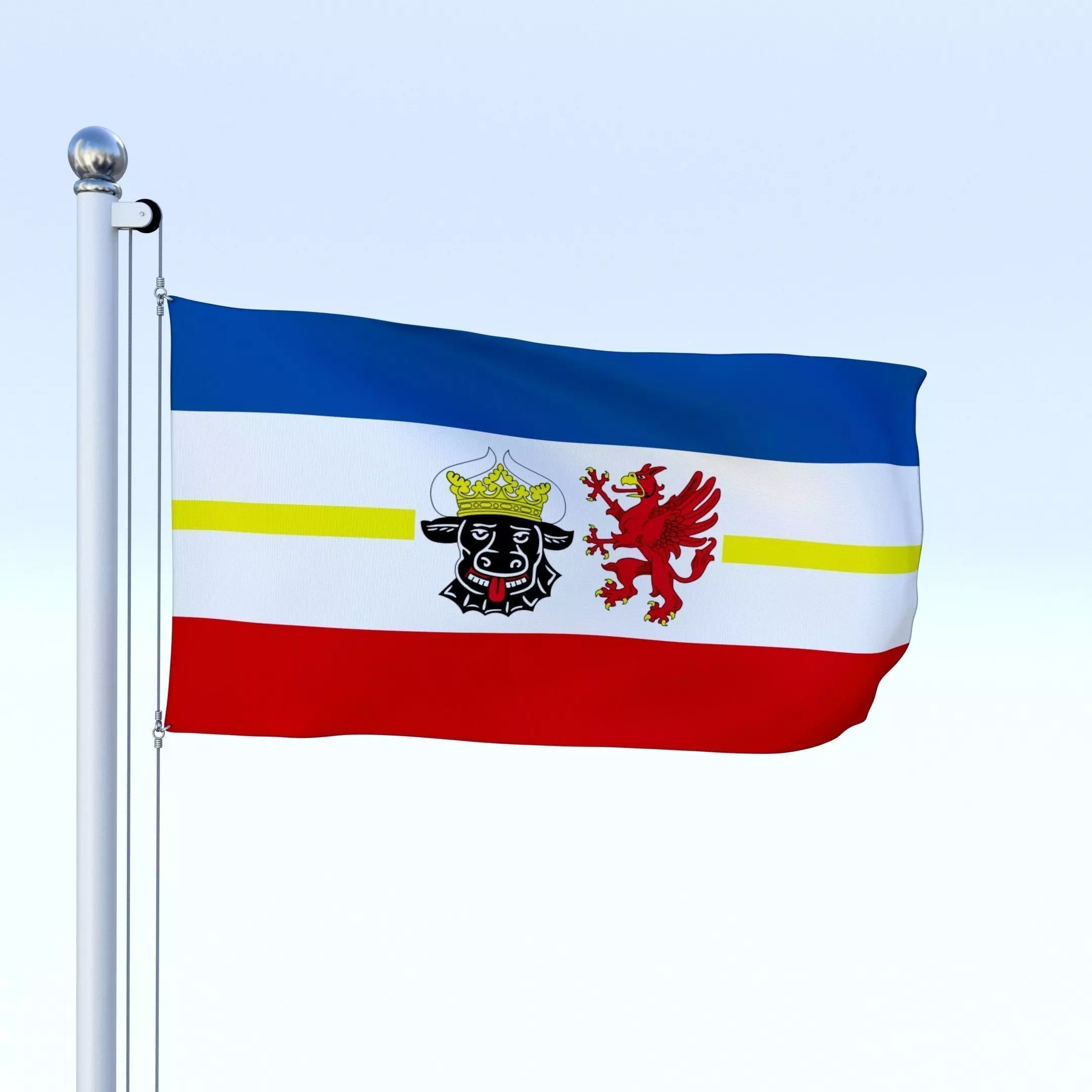 Animated Mecklenburg-Western Pomerania German State Flag Low-poly 3D model_0