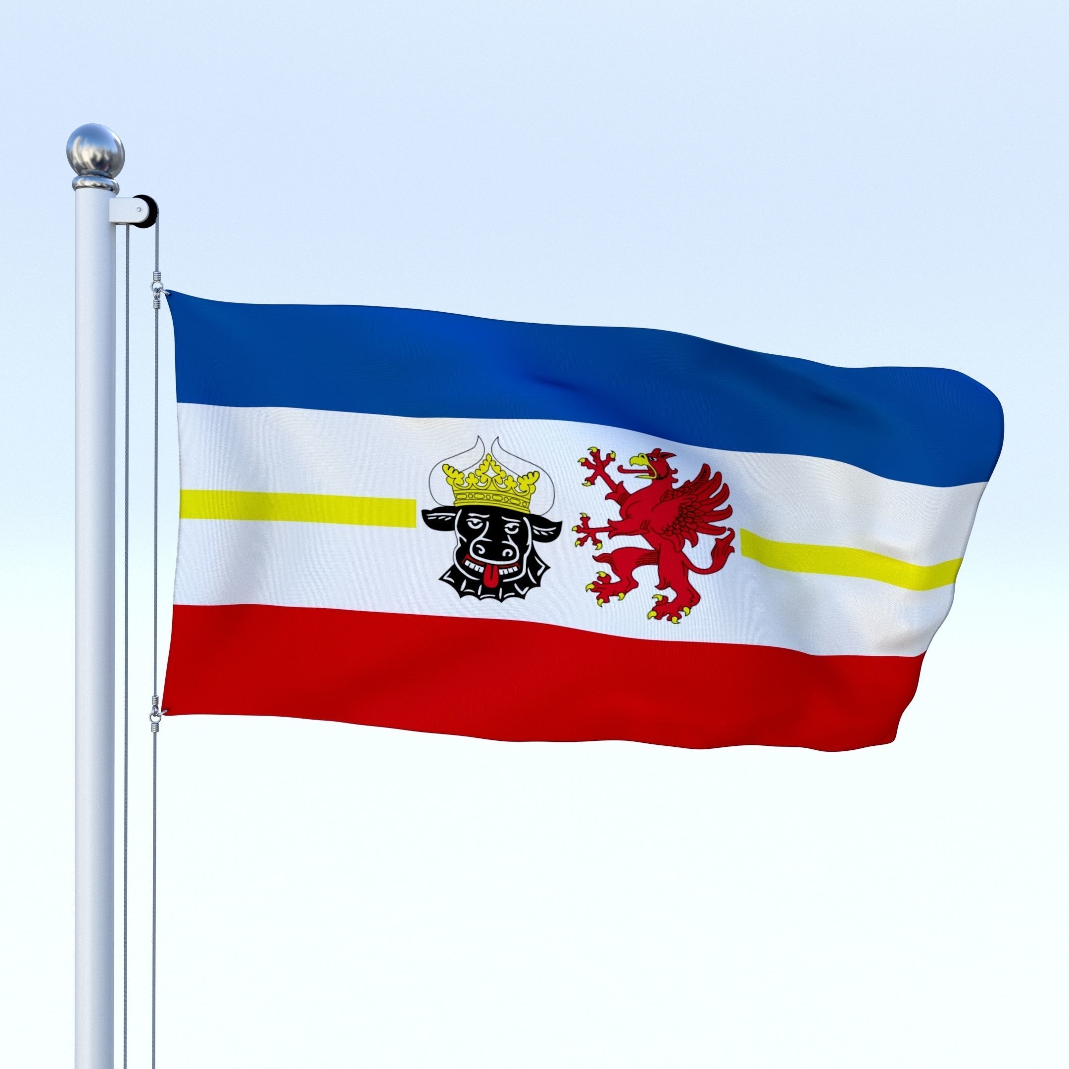 Animated Mecklenburg-Western Pomerania German State Flag Low-poly 3D model_7