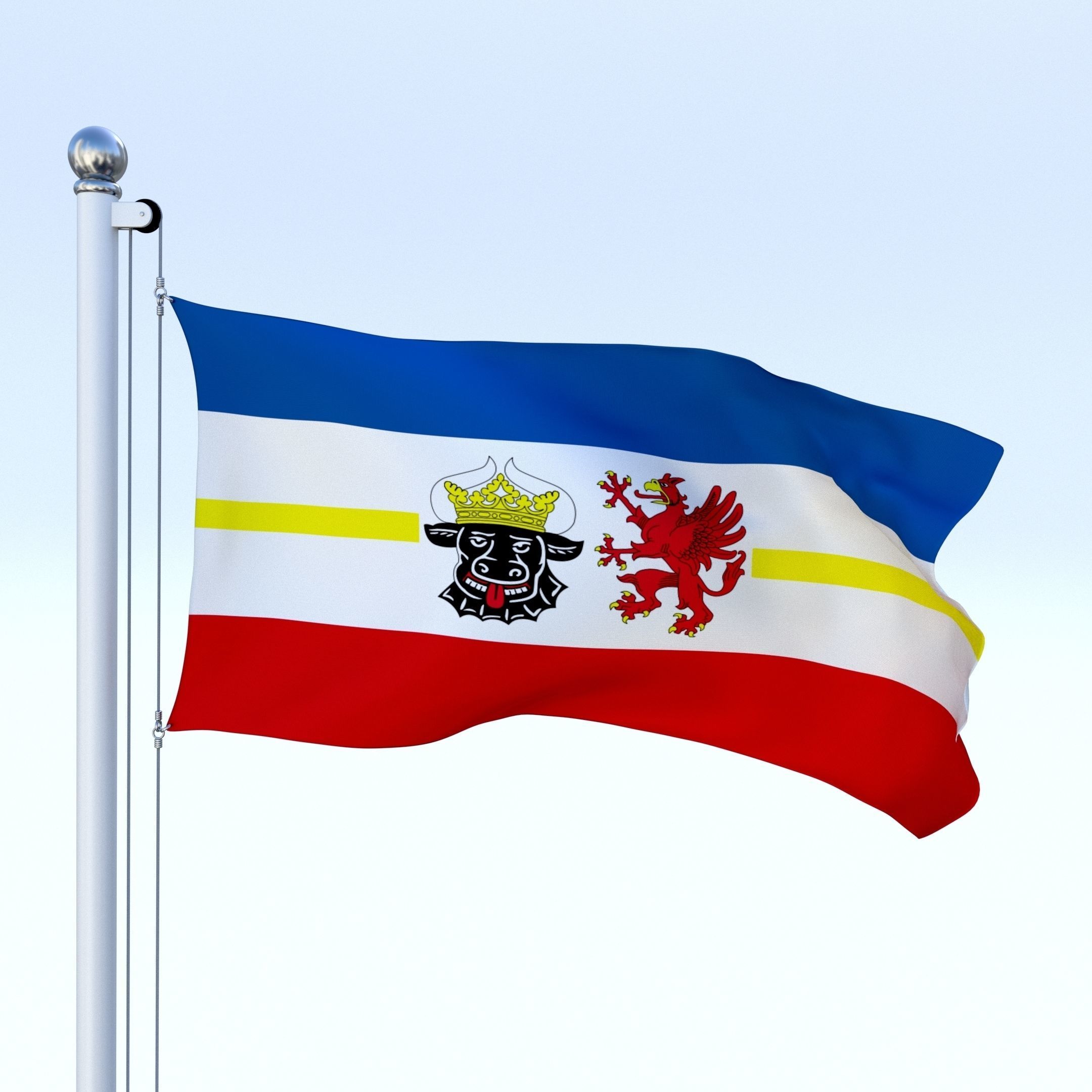 Animated Mecklenburg-Western Pomerania German State Flag Low-poly 3D model_4