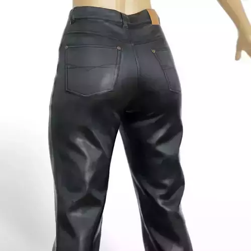 Trousers Black Leather Women Clothing