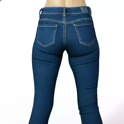Trousers Jeans Dark Blue Clothing Fashion Women Low-poly 3D model