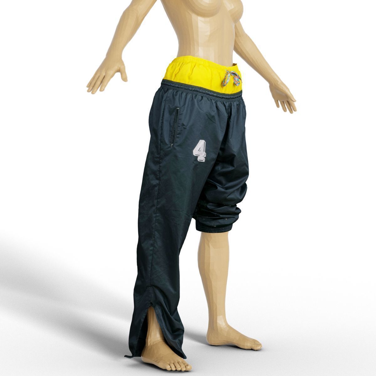 Trousers Sports Female TLC Style Vintage 90s Female Fashion Low-poly 3D model_4