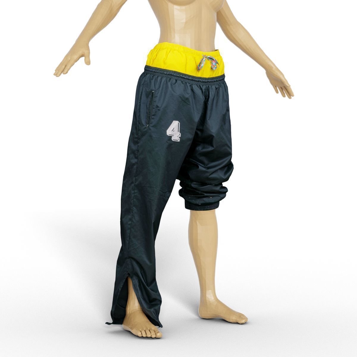 Trousers Sports Female TLC Style Vintage 90s Female Fashion Low-poly 3D model_6