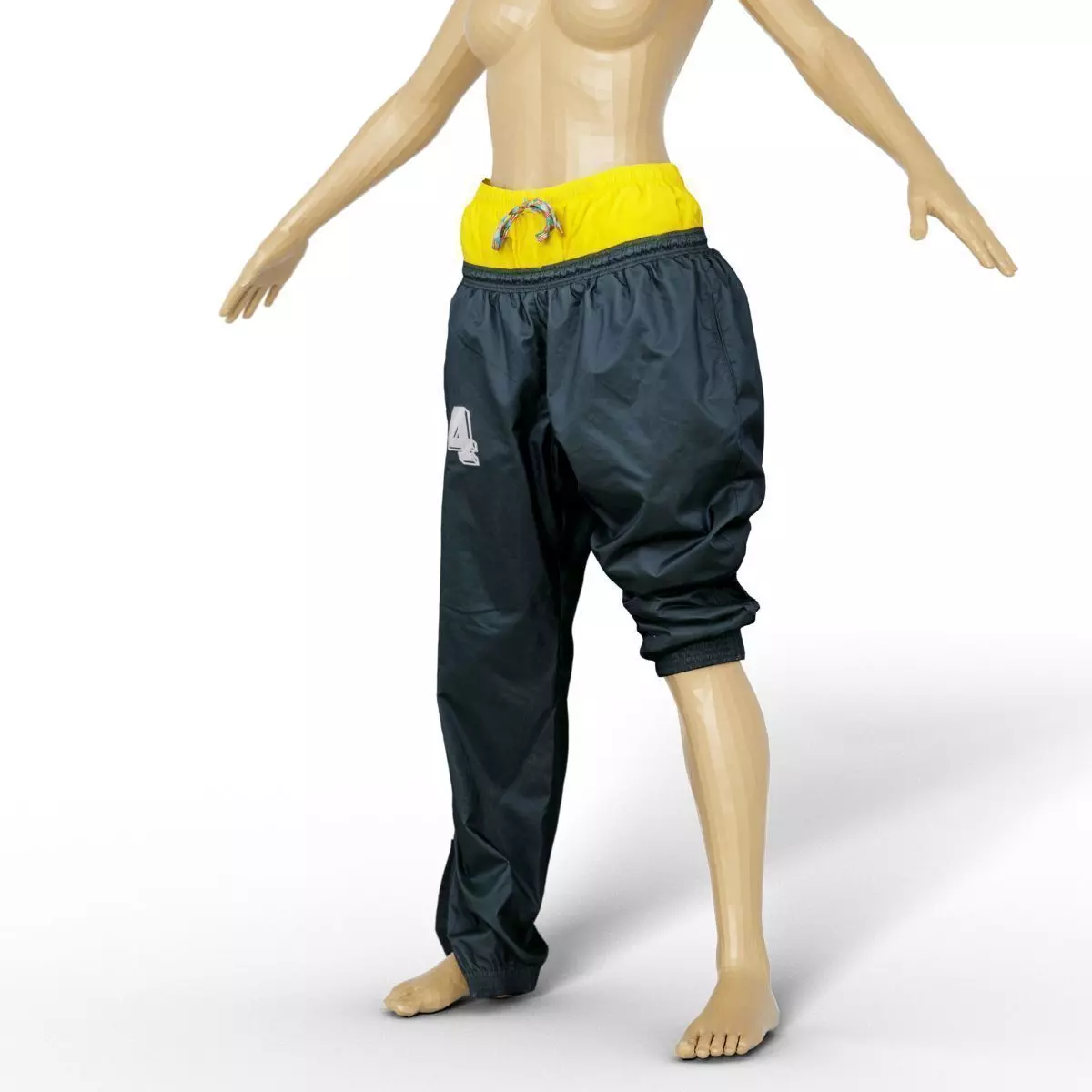 Trousers Sports Female TLC Style Vintage 90s Female Fashion Low-poly 3D model_0