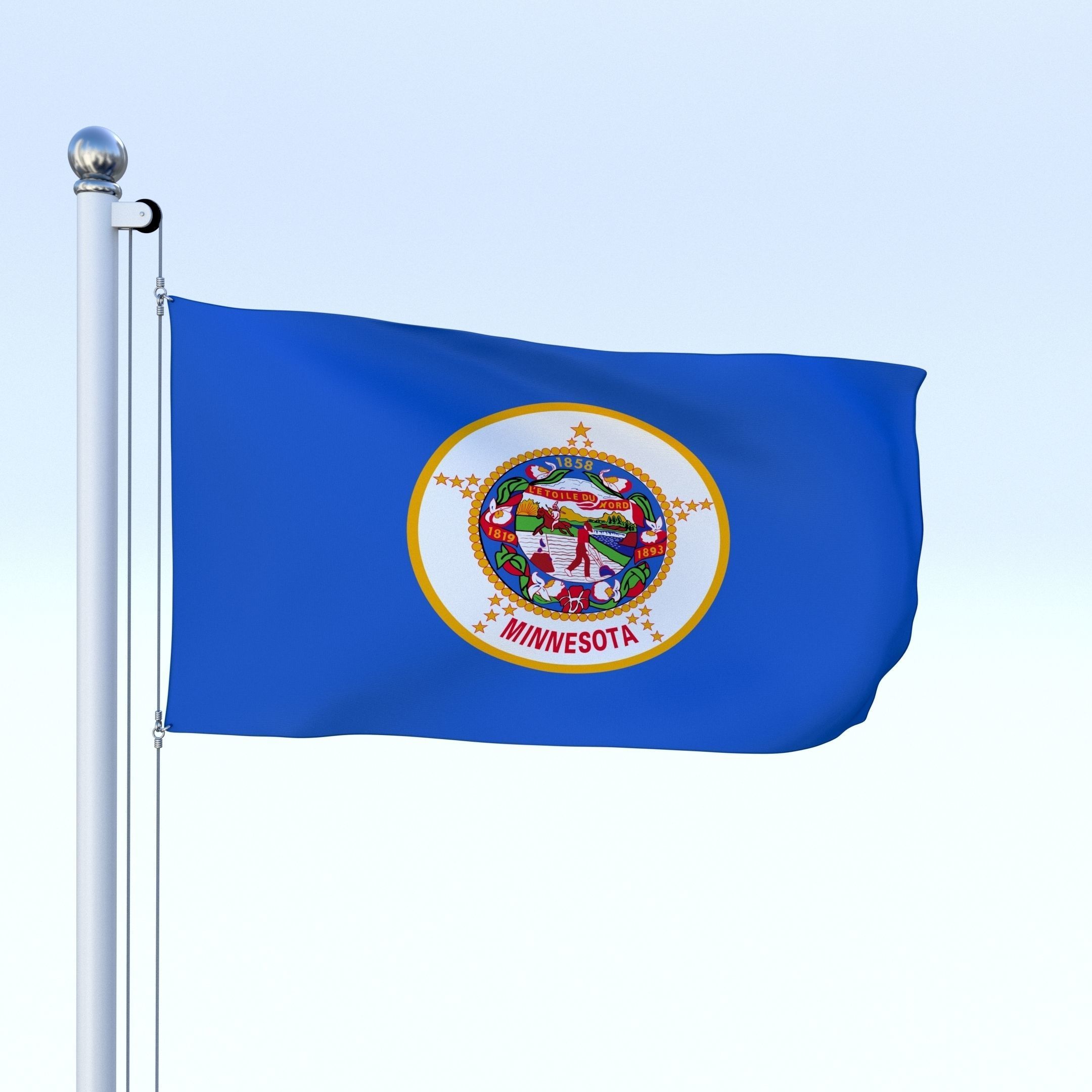 Animated Minnesota Flag Low-poly 3D model_3