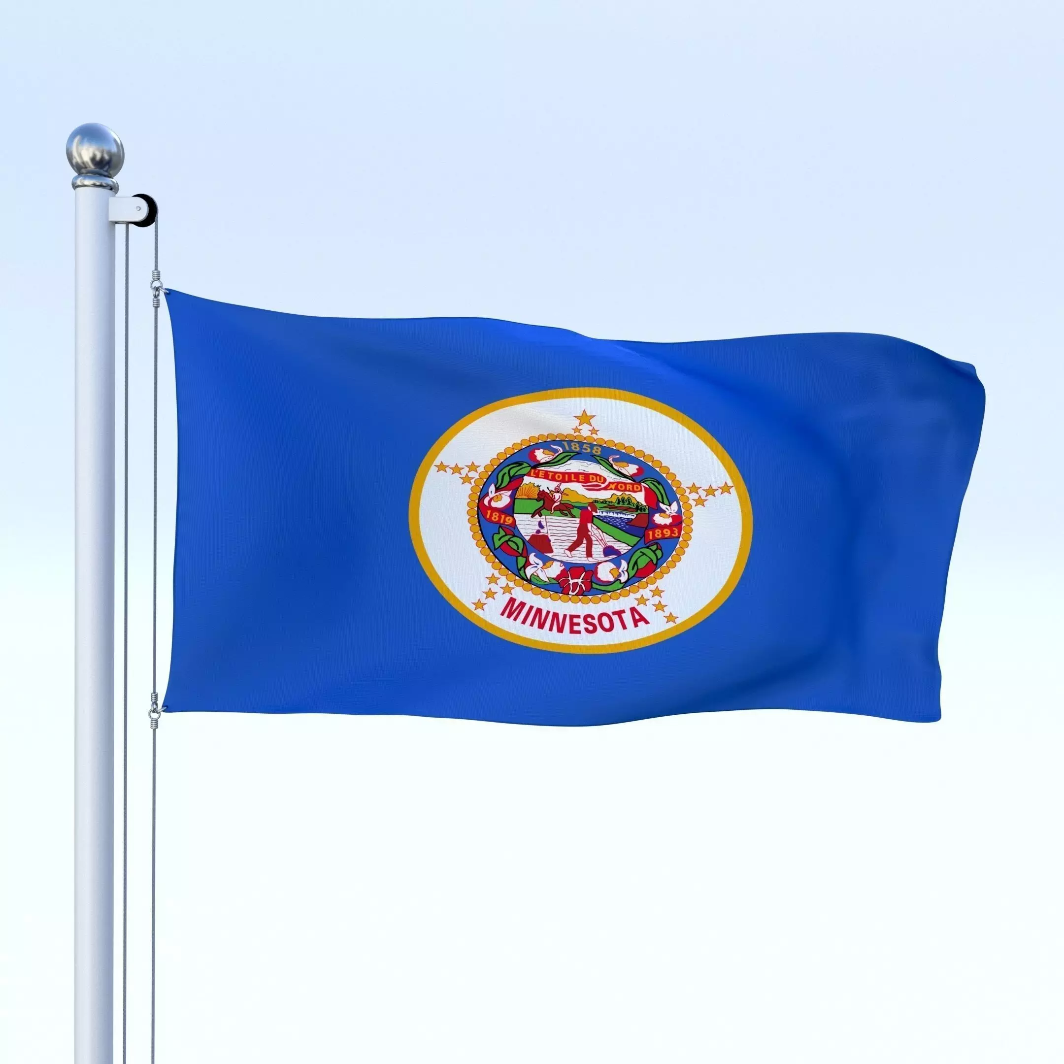 Animated Minnesota Flag Low-poly 3D model_0