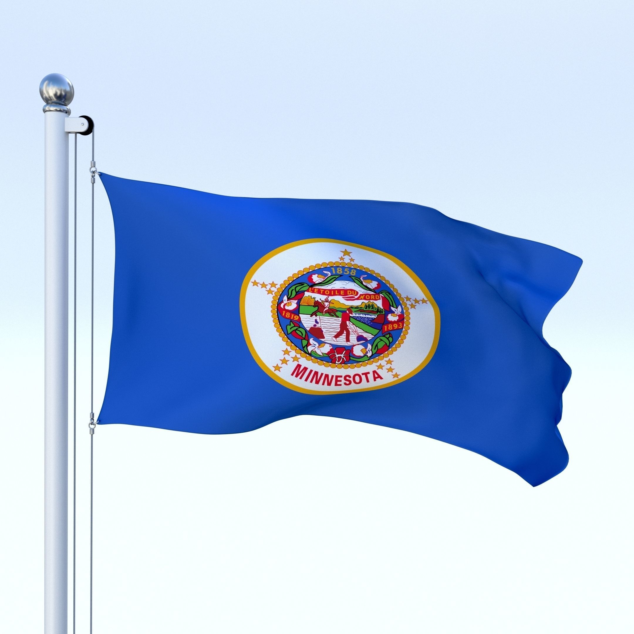 Animated Minnesota Flag Low-poly 3D model_2