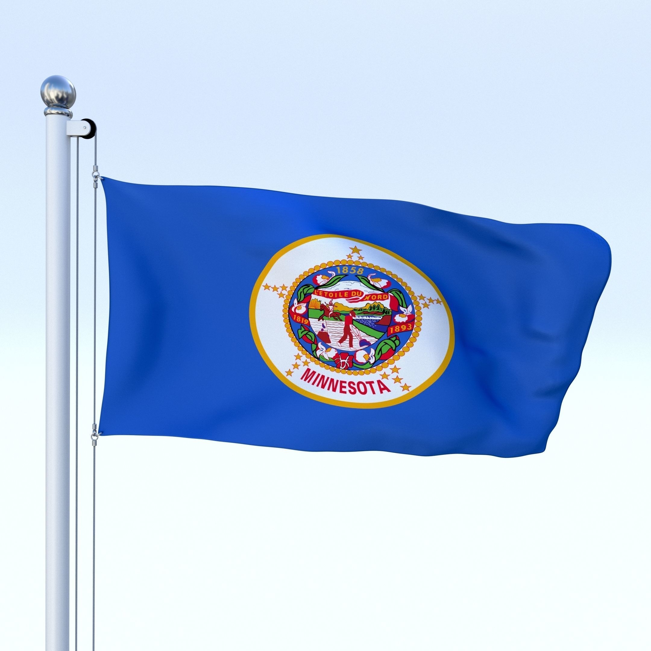 Animated Minnesota Flag Low-poly 3D model_4