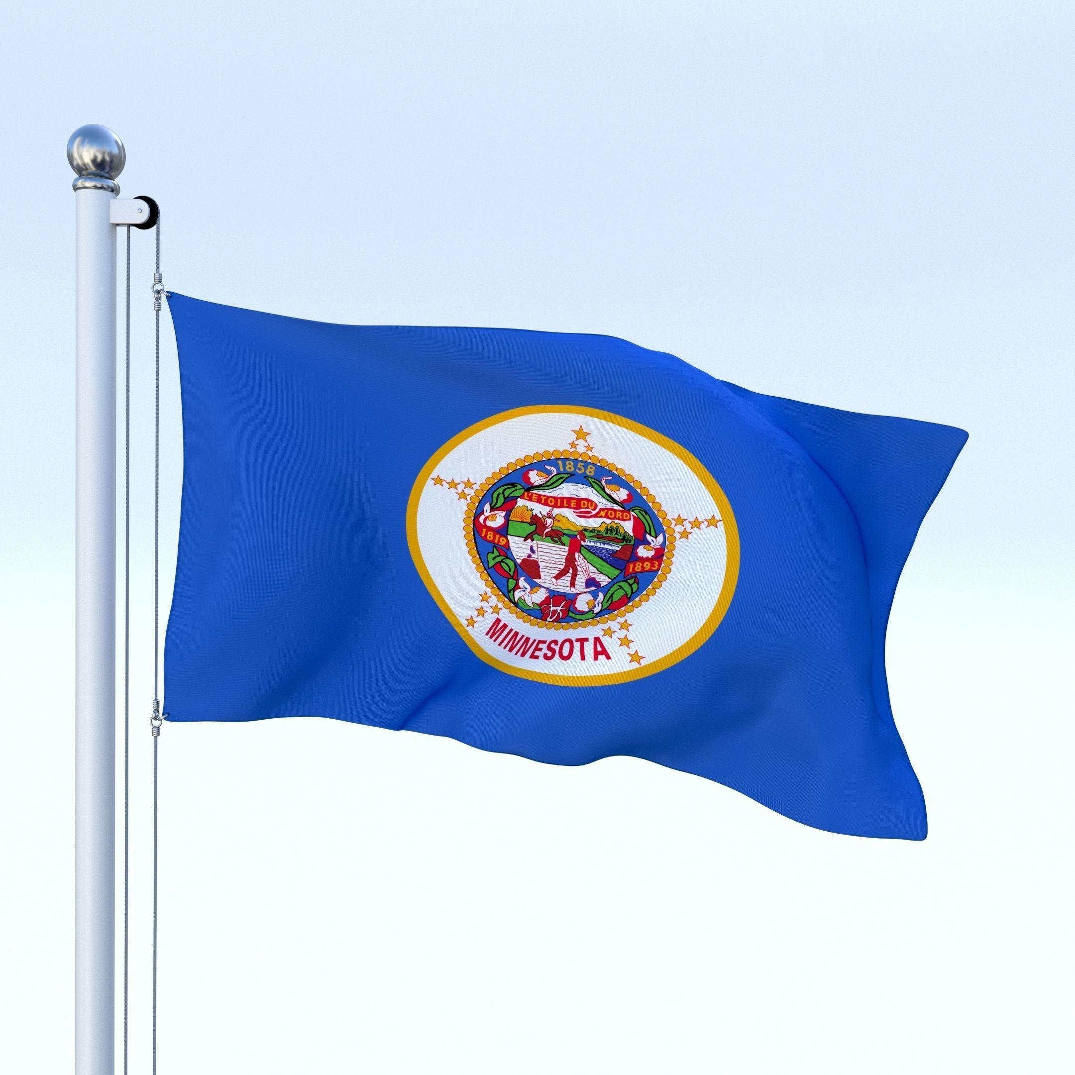 Animated Minnesota Flag Low-poly 3D model_5