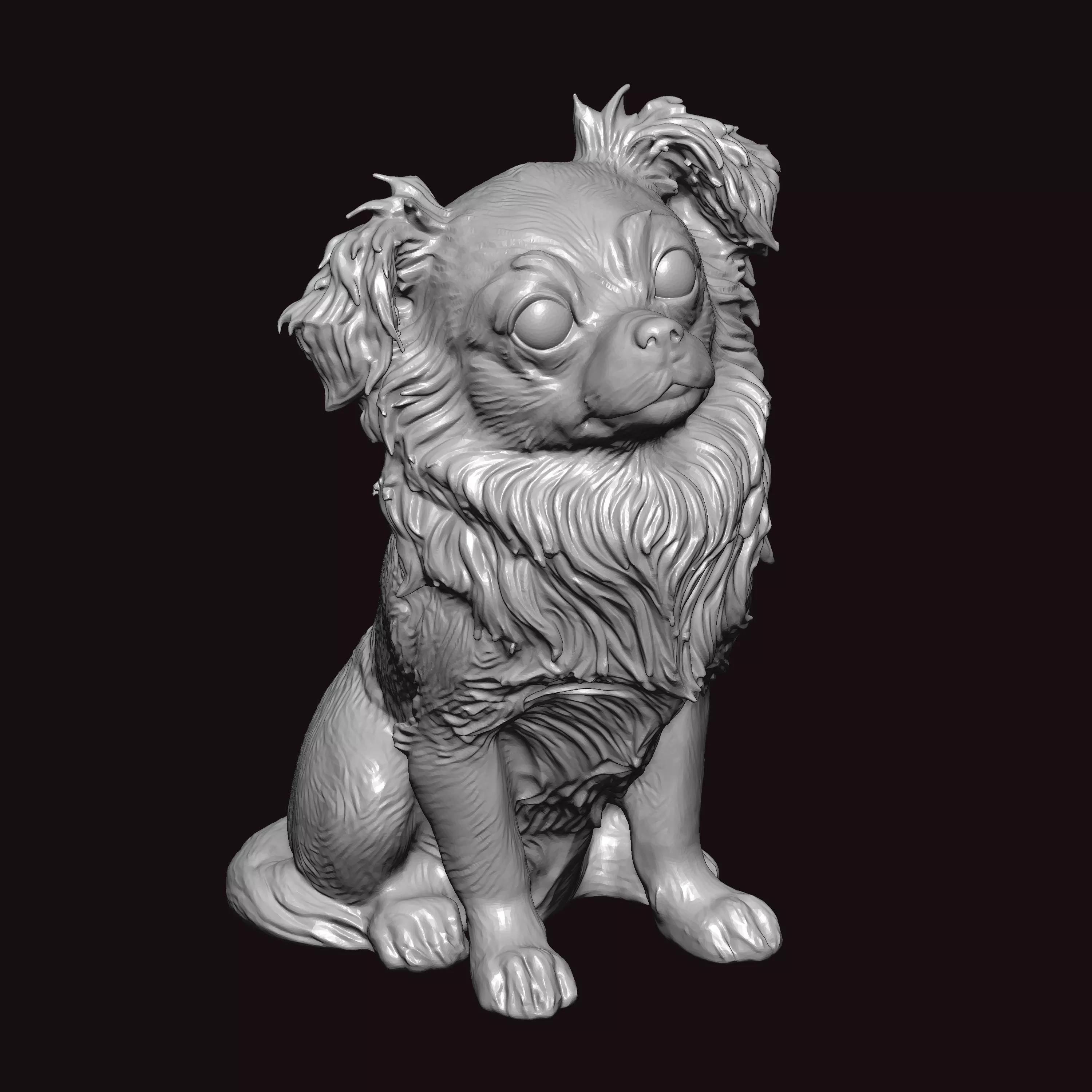 Chihuahua Long Hair Seating Pose 3D print model