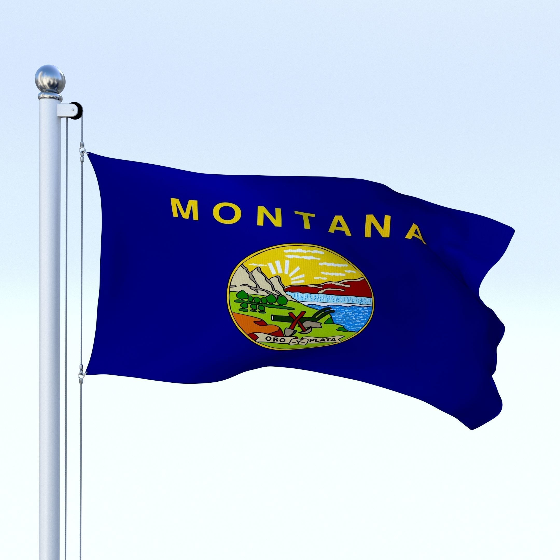 Animated Montana Flag Low-poly 3D model_1