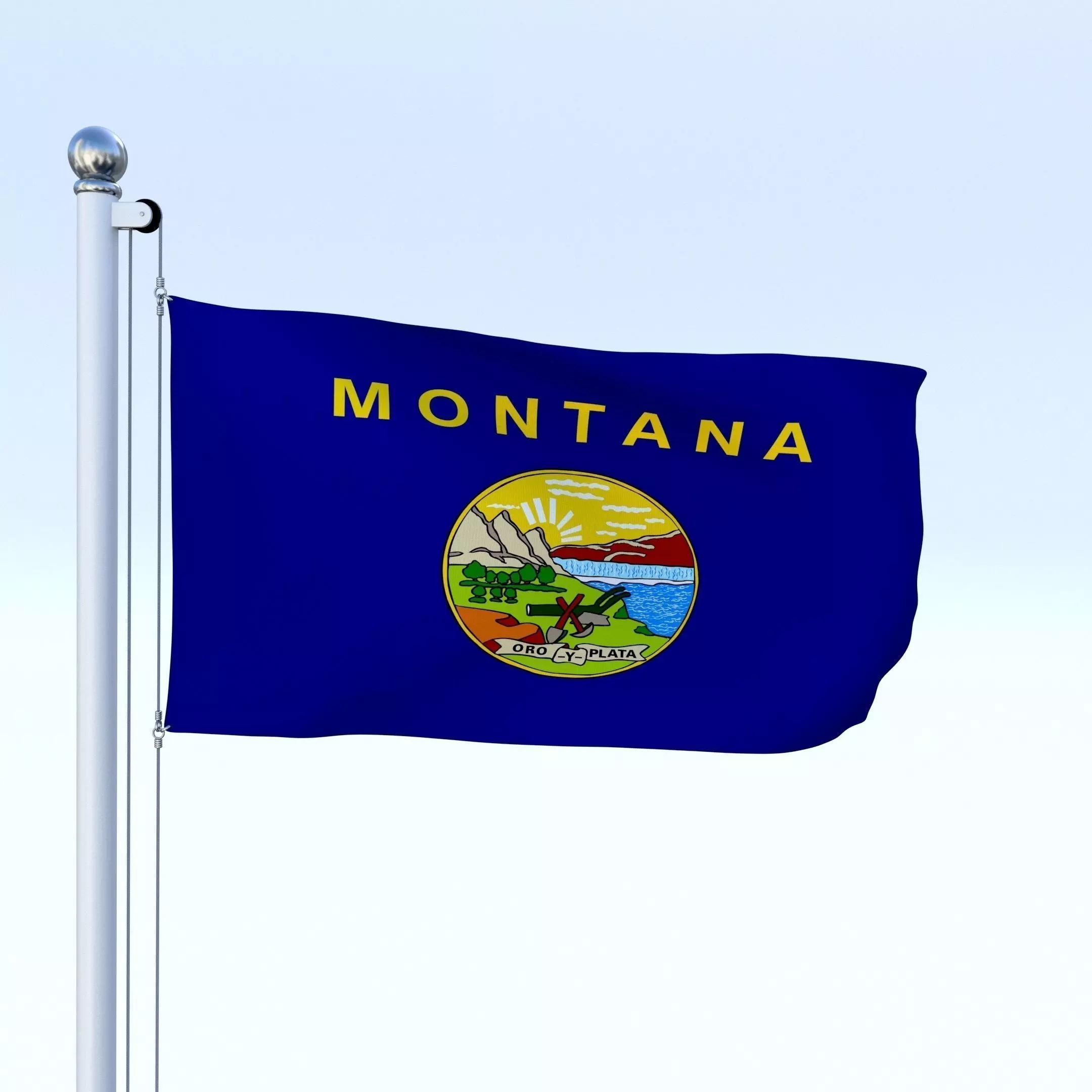 Animated Montana Flag Low-poly 3D model_0