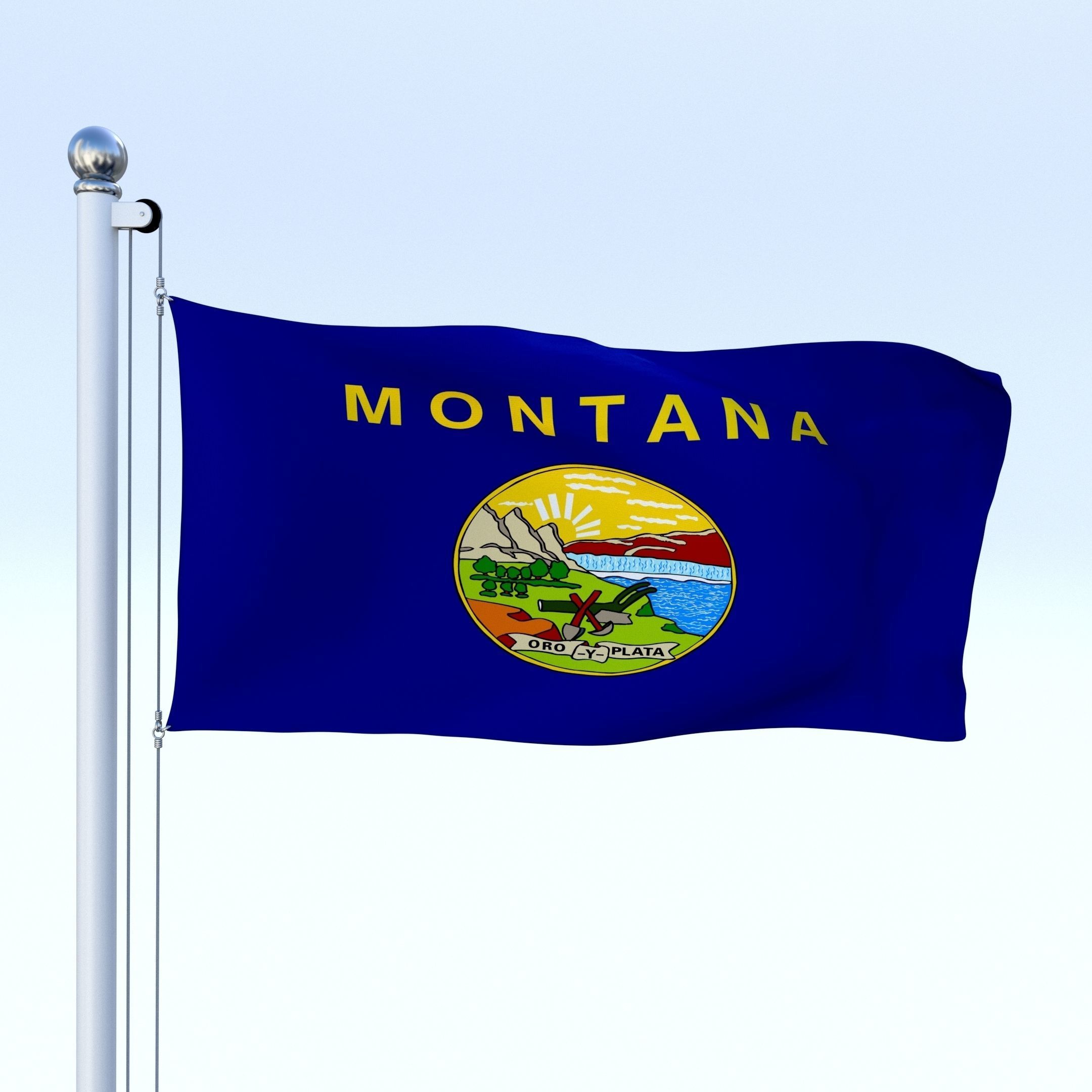 Animated Montana Flag Low-poly 3D model_2
