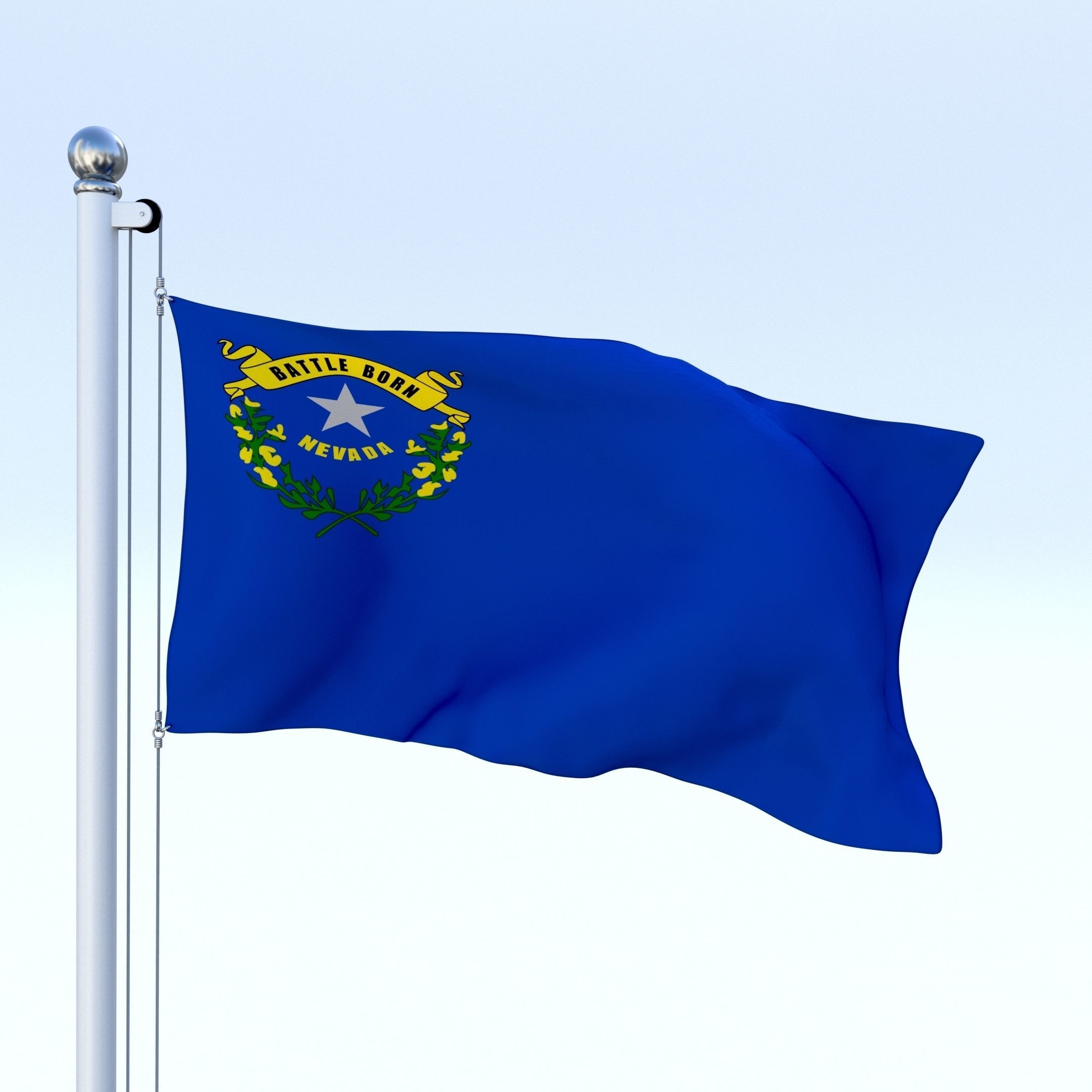 Animated Nevada Flag Low-poly 3D model_3